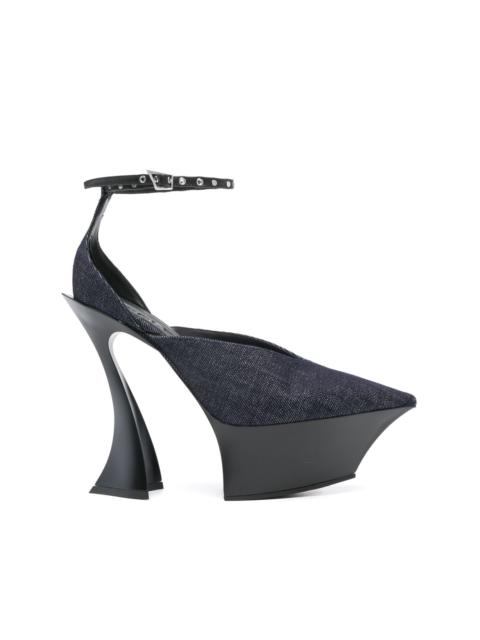 MUGLER 140mm denim strappy pumps