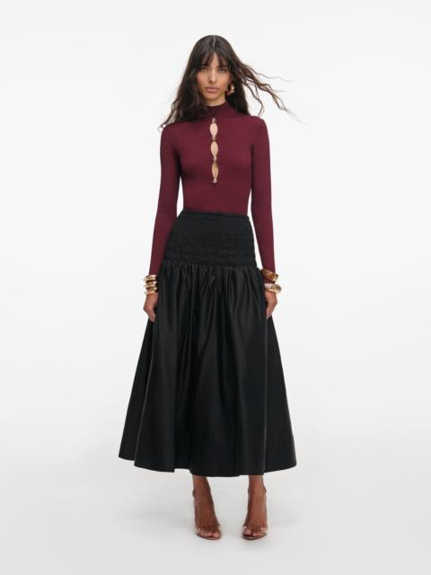 self-portrait Black Cotton Midi Skirt