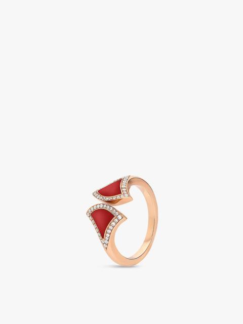 BVLGARI Divas' Dream 18ct rose-gold, carnelian and 0.17ct round brilliant-cut diamond ring