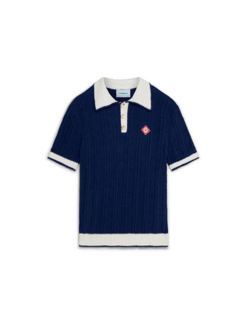 CASABLANCA Casablanca Navy Monogram Logo Polo Shirt Navy Blue/Off White