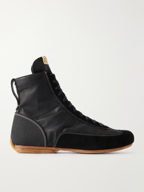 visvim Mc Driver Suede-Trimmed Leather Lace-Up Boots