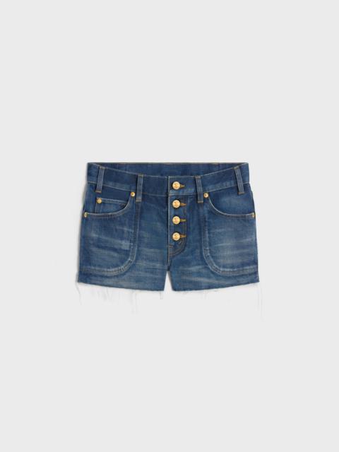 CELINE mini shorts in dark union wash denim