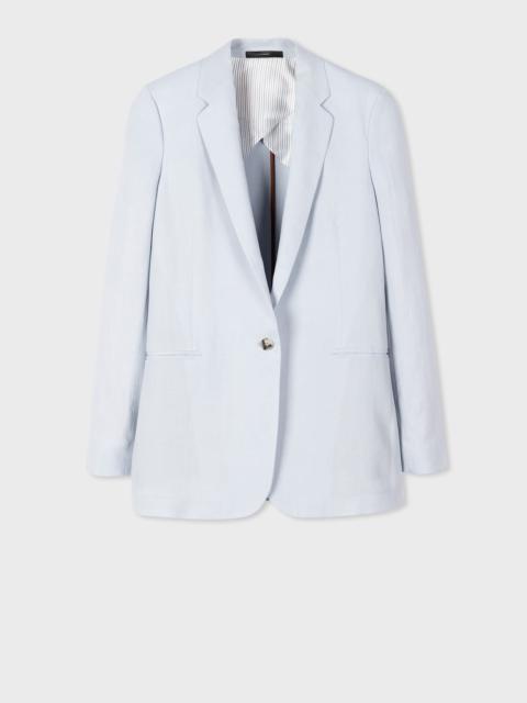 Pale Blue Linen One-Button Blazer