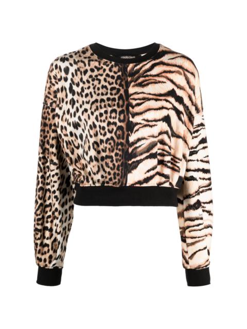 animal-print long-sleeve blouse