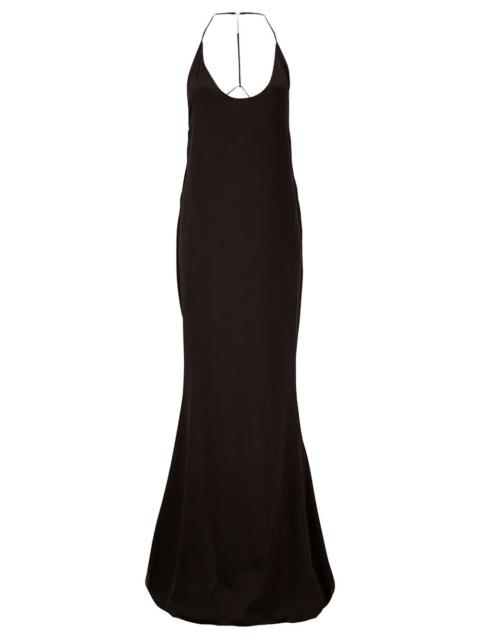 TOM FORD SILK SATIN EVENING DRESS WITH AMERICAN NECKLINE