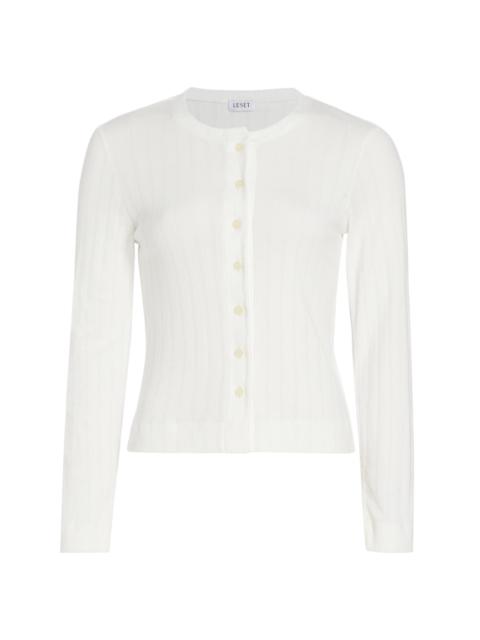 LESET Women's Pointelle-Knit Cotton Cardigan - White