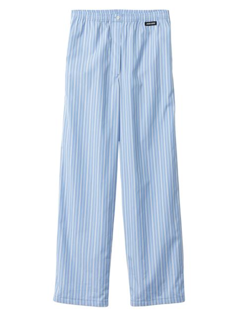 Miu Miu Women's Striped Poplin Pajama Pants - Blue