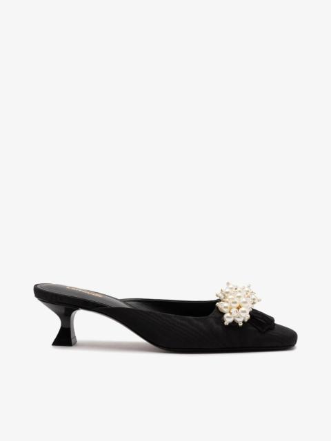 Larroudé Amal Pearl Mule In Black Fabric