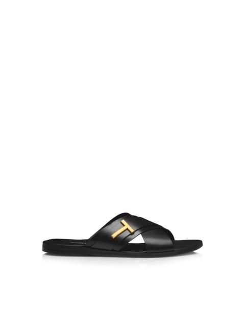 【Tom ford】 PRESTON LOGO-PERFORATED SLIDES Tom Ford Preston Logo Perforated Slides in Black for Men | Lyst