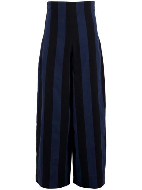 MARRAKSHI LIFE high-waisted striped cotton trousers