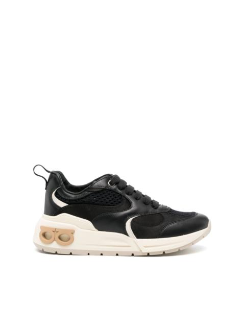almond-toe panelled leather sneakers