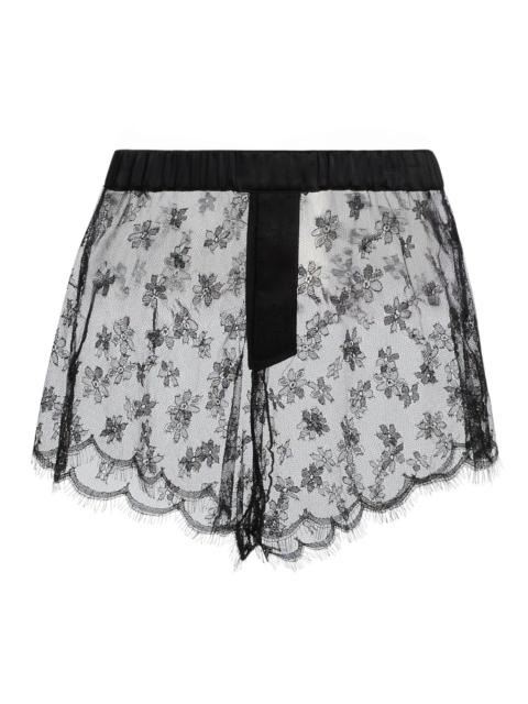 KIKI DE MONTPARNASSE Women's Floral Lace Boxer Shorts - Black