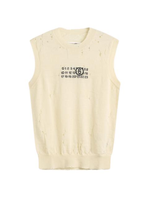 MM6 Maison Margiela MM6 Maison Margiela Numbers Logo Distressed Knitted Vest