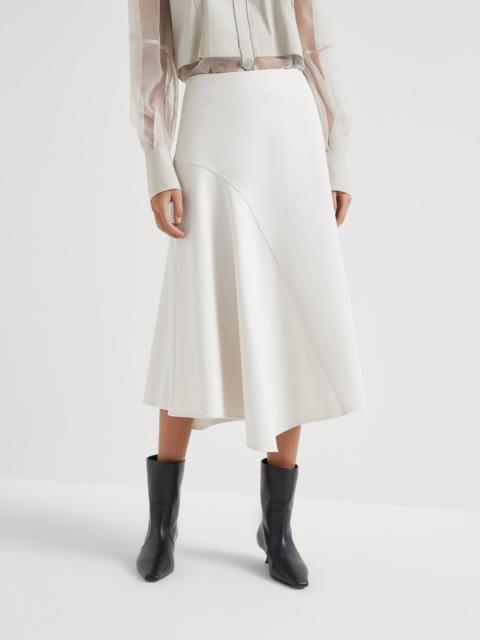 Stretch cotton cover asymmetric midi skirt