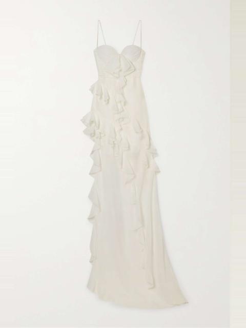 Alessandra Rich Asymmetric embellished tie-dyed silk-georgette gown