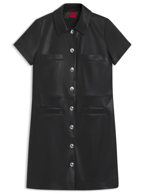 HUGO SHIRT DRESS IN FAUX LEATHER WITH PRESS-STUD BUTTONS