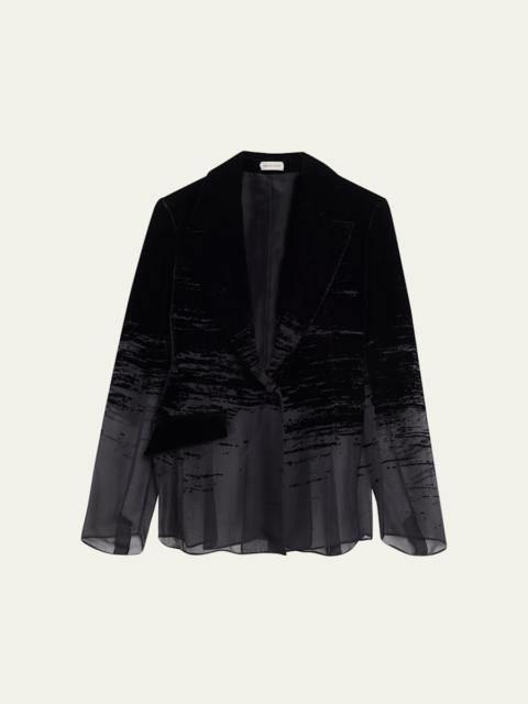 GRACE LING Glitch Devore Velvet Chiffon Tailored Jacket
