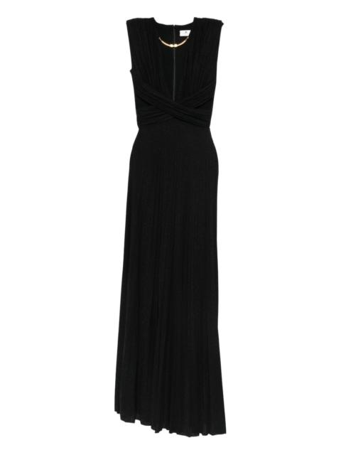 ELISABETTA FRANCHI pleated V-neck maxi dress