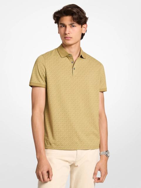 MICHAEL KORS Greenwich Signature Logo Print Cotton Polo Shirt