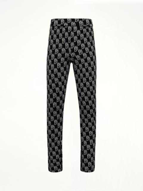 We11done Fitted Knit Side Open Jacquard Trouser in Black