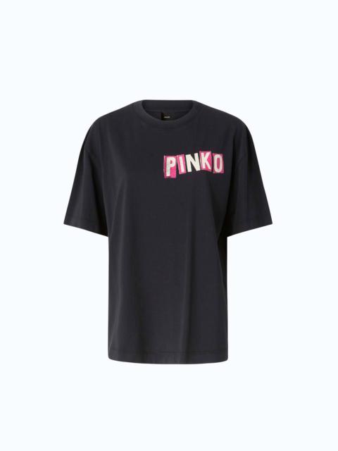 PINKO QUIET IS THE NEW PUNK SWAN-PRINT T-SHIRT