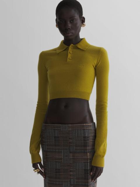 MUGLER moss cashmere cropped polo