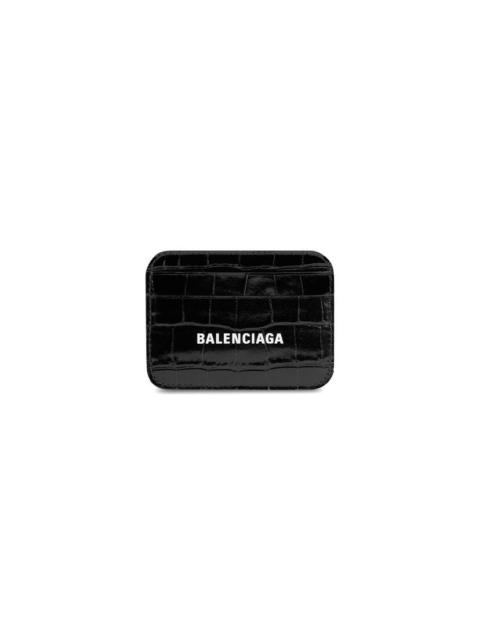 BALENCIAGA Cash Card Holder Crocodile Embossed in Black/white