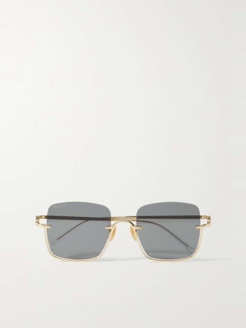 GUCCI Square-frame gold-tone sunglasses