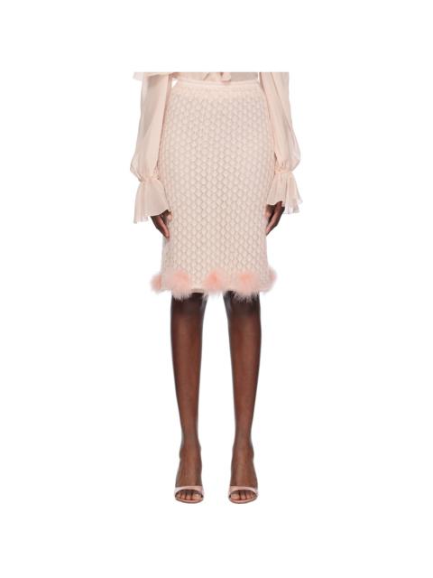 Blumarine Pink Feather Appliqué Midi Skirt