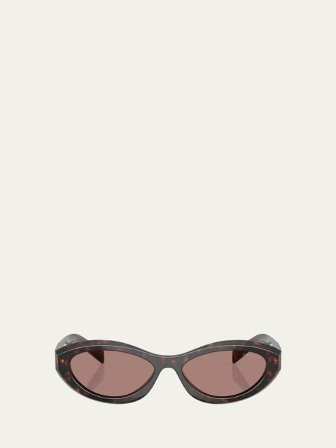 Prada PR 26ZS Beveled Acetate & Plastic Oval Sunglasses