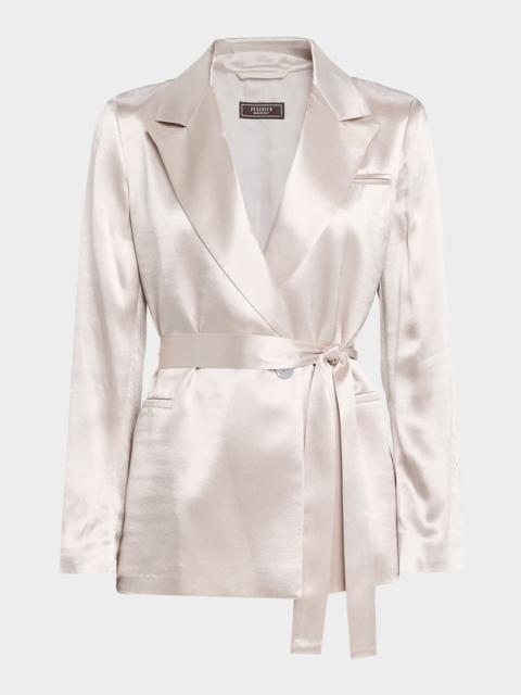 PESERICO Belted Satin Blazer