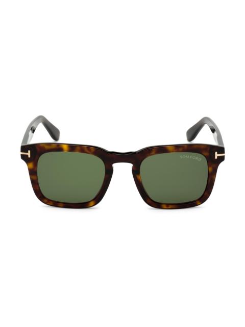 TOM FORD Men's Dax 50MM Square Sunglasses - Havana