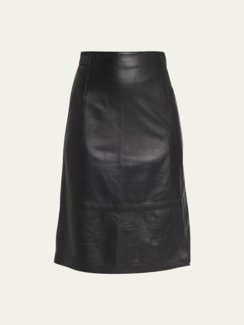 Vince Tailored Knee-Length Leather Skirt