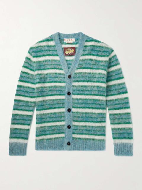 Striped Mohair-Blend Cardigan