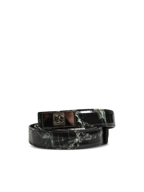 Dolce & Gabbana marble-print DG logo belt