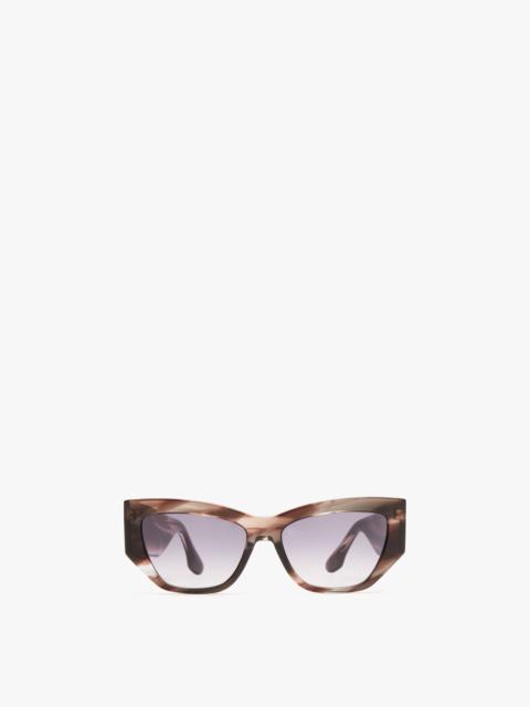 Victoria Beckham Sculptural Frame Sunglasses in Striped Grey