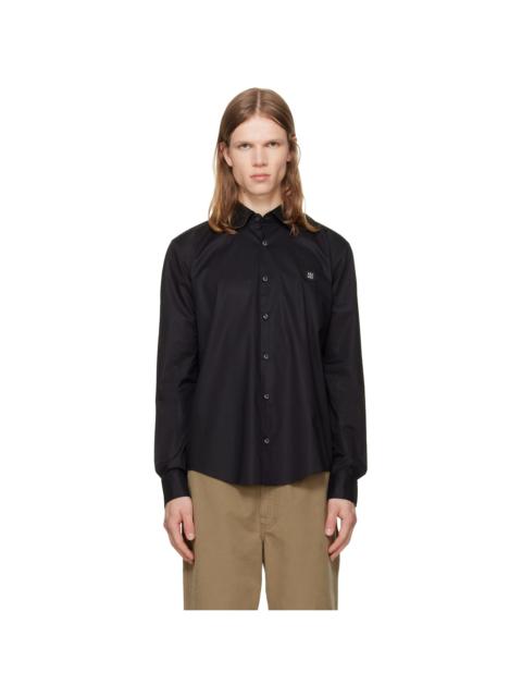 HUGO Black Stretch-Cotton Canvas Slim-Fit Shirt
