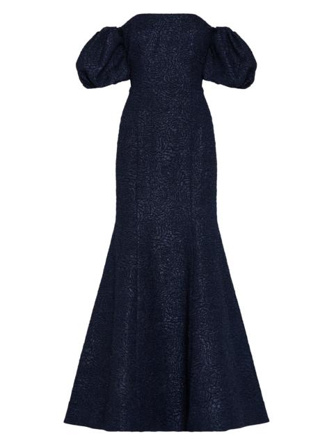 MILLY Women's Alexi Off-The-Shoulder Mermaid Gown - Navy