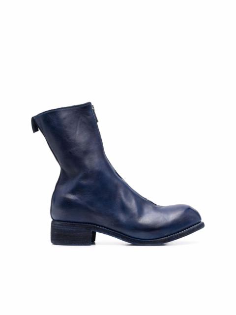 front-zip round-toe boots