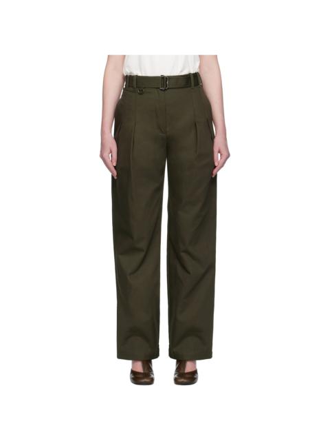 Burberry Green Gabardine Belted Trousers