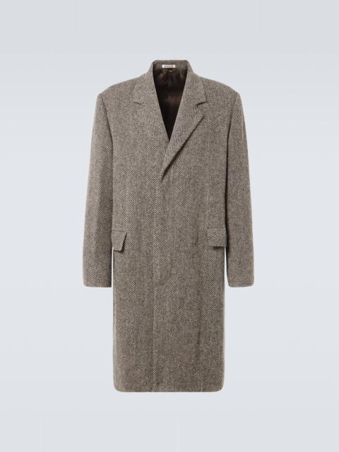 Herringbone wool and alpaca tweed coat