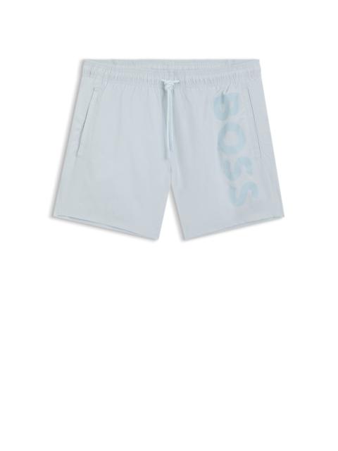 BOSS QUICK-DRY SWIM SHORTS WITH VERTICAL LOGO PRINT