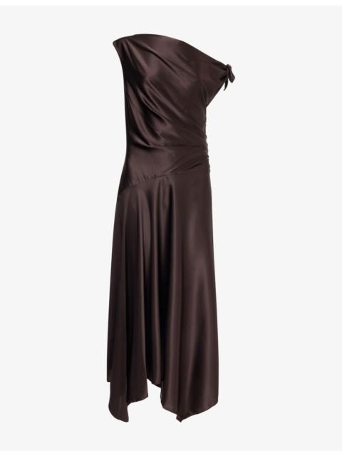 STAUD Portia Asymmetric Silk Dress