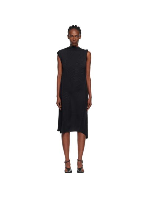 ISSEY MIYAKE Black Soft Fold Pleats Midi Dress