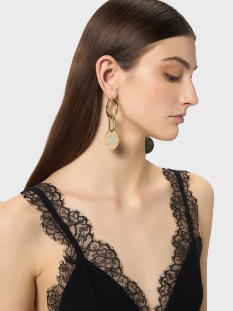 Blumarine BRASS EARRINGS WITH B MONOGRAM RHINESTONE PENDANT