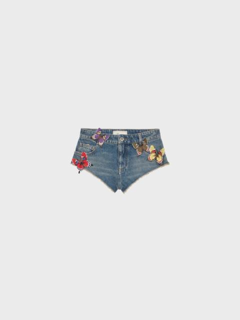 Blumarine DENIM SHORTS WITH BUTTERFLIES
