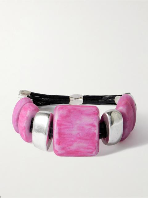 Isabel Marant Paradise Silver-tone, Resin And Leather Bracelet