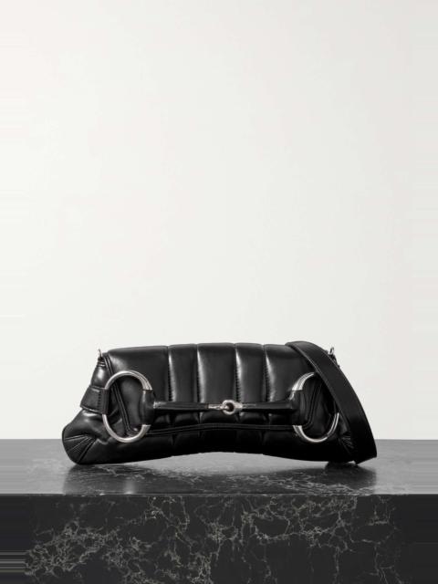 GUCCI Horsebit embellished quilted leather shoulder bag