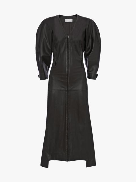 Victoria Beckham Dolman Leather Dress In Dark Brown