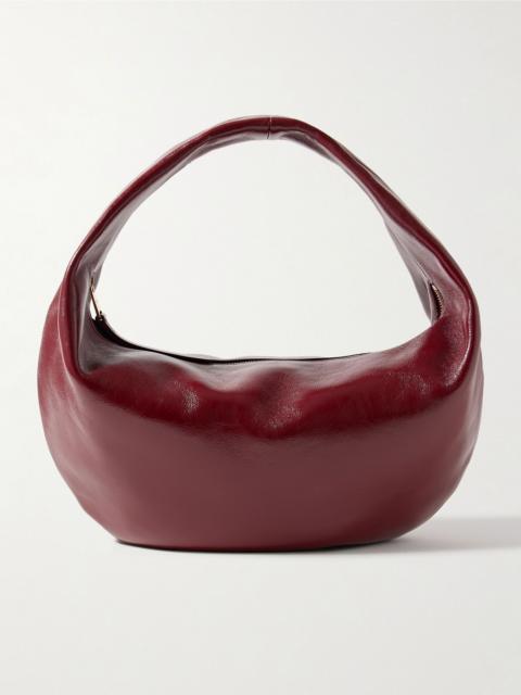 KHAITE Olivia medium crinkled patent-leather tote Burgundy